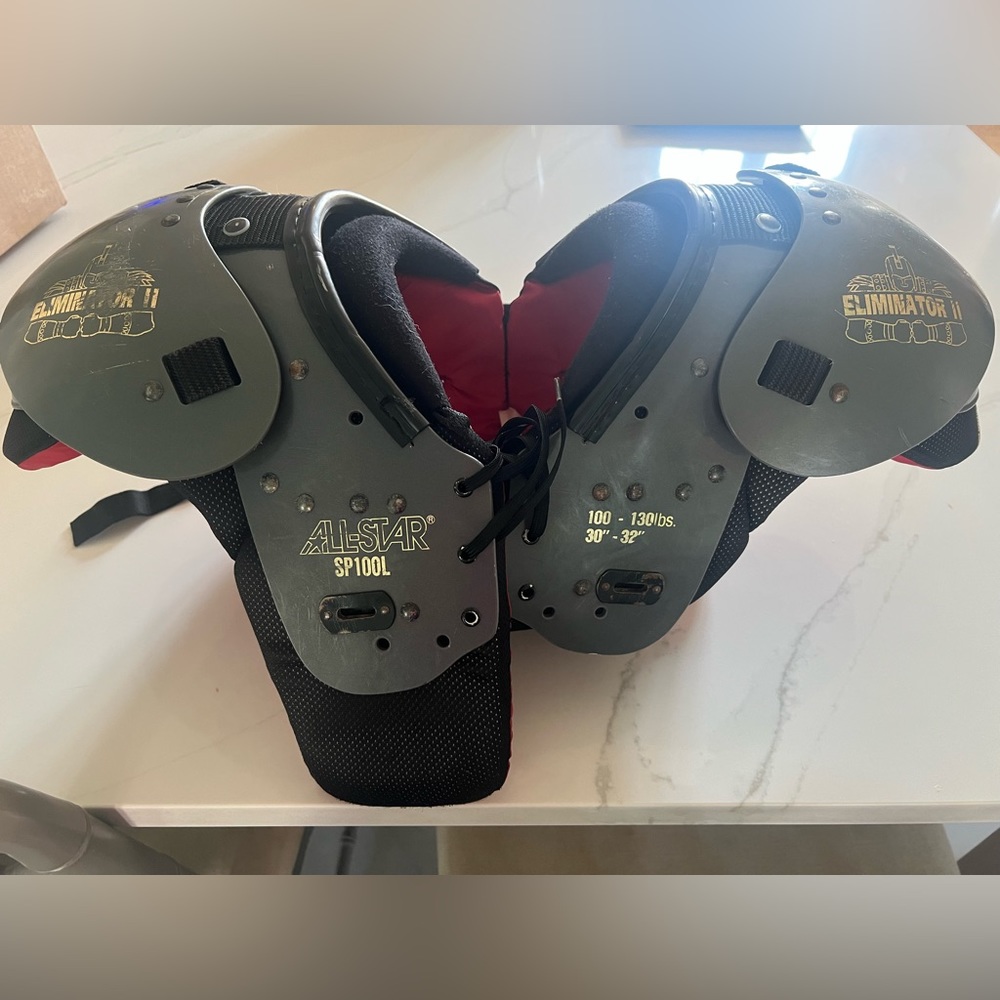 All-Star Eliminator II Shoulder Pads Black Silver 100L Youth Large 32"-34"